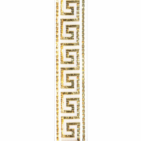 Offray, White Greek Key Craft Ribbon, 7/8-Inch x 9-Feet, 9 Foot (Pack of 1) 9 Foot (Pack of 1)