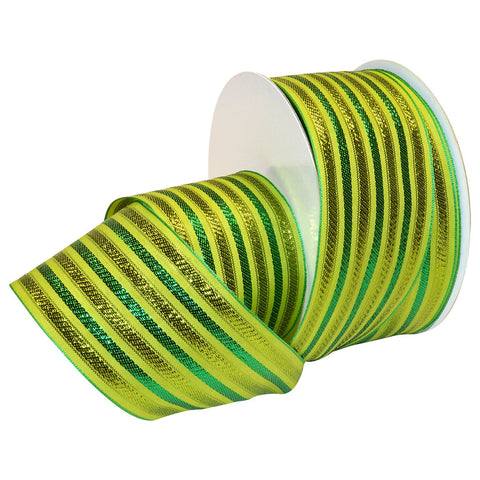 "Morex Ribbon Wired Polyester Baroque Noel Ribbon, 2-1/2"" x 50 yd, Olive/Green" (7487.60/50-535) 2.5" x 50 Yd