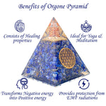 Orgone Pyramid | Lapis Lazuli Orgonite Pyramid for Wisdom, Harmony, Honesty & Self-Awareness | Healing Crystal Gemstone Pyramid | Orgone Pyramid Crystal - Handmade In India