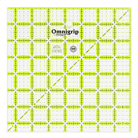 Omnigrid Omnigrip 7-1/2 inch Square Quilting Ruler, 7-½" x 7-½", Clear 7-½" x 7-½"