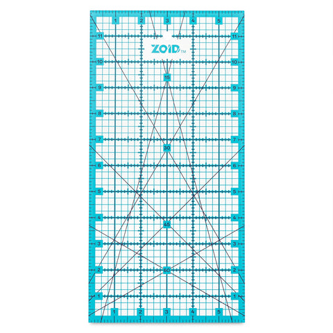 Zoid 6-1/2" X 12" Acrylic Ruler, Reversible Ruler for Measuring, Quilting Ruler, Slip-Resistant Ruler, Clear 6"x12"