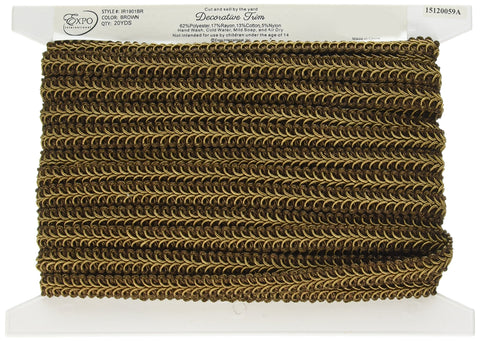 Trims by The Yard Alice Classic Woven Braid Trim, 1/2-Inch Versatile Trim for Sewing, Washable Decorative Trim for Costumes, Home Decor, Upholstery, 20-Yard Cut, Brown 20 yard cut