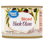 Great Value Sliced Black Olives, 2.25 Oz