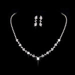 Unicra Bride Crystal Necklace Earrings Set Bridal Wedding Jewelry Sets Rhinestone Choker Necklace Prom Costume Jewelry Set for Women and Girls (3 piece set - 2 earrings and 1 necklace) silver