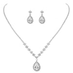 Unicra Bride Crystal Necklace Earrings Set Bridal Wedding Jewelry Sets Rhinestone Choker Necklace Prom Costume Jewelry Set for Women and Girls(3 piece set - 2 earrings and 1 necklace) A-Silver
