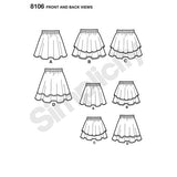 Simplicity 8106 Easy to Sew Girl's Layered Skirt Sewing Pattern, Size 8-16
