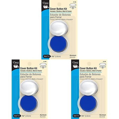 Dritz 14-60 Cover Button Kit with Tools, Size 60 - 1-1/2-Inch, 2-Piece per pack (Pack of 3) Pack of 3 2-Piece Kit with Tools