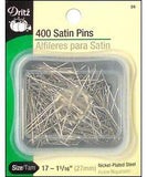 Dritz 26 Satin Pins, 1-1/16-Inch (400-Count), Nickel 400-Count