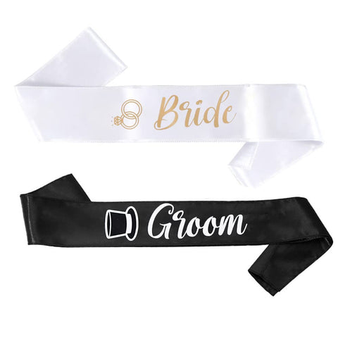 Bride & Groom Sash Set - Bride to Be Sash Groom to Be Sash Engagement Party Favors | Bachelor Bachelorette Party Supplies Bridal Shower Sash Set Decorations Just Married Gift Engaged Decor Accessories
