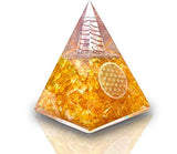 Orgone Pyramid | Citrine Orgonite Pyramid for Wisdom, Wealth & Success | Healing Crystal Gemstone Pyramid | Orgone Pyramid Crystal - Handmade In India