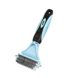 2 Sided Pet Grooming & Deshedding Brush Undercoat Rake for Cats & Dogs Safe Dematting Comb for Mats Tangles Removing