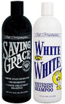 Chris Christensen Saving Grace & White on White Bag Deal - 16oz - Saving Grace Deodorizing Treatment & Stain Removing - White on White Shampoo for Pets- Canine Treatment - Whitening Shampoo