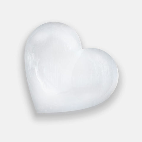 Himalayan Glow 10cm Selenite Crystal Heart Stone for Healing and Meditation, Stone-10 cm, White