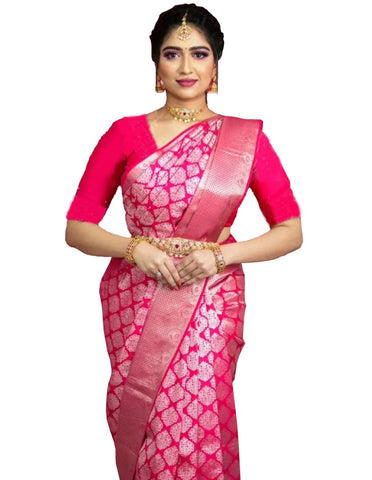 MT Madhav Textiles Women's Kanchipuram Silk Saree With blouse piece