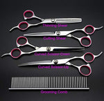 YL TRD Dog Grooming Scissors Kit Hair Cutting Set, 5Pcs Pet trimmer kit, Dog Shears for Grooming, Thinning Shears, Curved Scissors, Grooming Comb for Dogs Rabbits Cats Grooming Tools