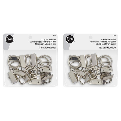 Dritz Key Fob Hardware1in Nickel Includes Fob & Ring Bag & Tote Accessories, 12 Sets (Pack of 2) 1 Count (Pack of 2)