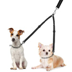 AUTOWT Double Dog Leash, No Tangle 360° Swivel Rotation Reflective Lead Attachment Adjustable Length Dual Two Dog Lead Splitter, Comfortable Shock Absorbing Walking Training for 2 Dogs Small（7-20lbs) Black-Adjustable