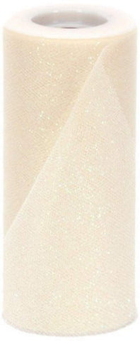 Berwick Offray Ivory Sparkle Tulle by the Bolt, 6'' W, 25 Yards 6 Inch x 25 Yard