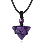 Amethyst Healing Crystal Necklace Pointed Pendant Necklaces Adjustable Rope Natural Pyramid Gemstone Stone Necklace Reiki Quartz Jewelry for Women Men Purple-amethyst