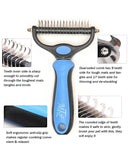 MT&L Undercoat Rake Dematting Comb | Deshedding Double Sided Professional-At-Home Easy To Use Brush | Gently Removes Loose Hair | Reduce Shedding Up to 95% for Dogs & Cats (Blue) blue