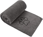 SUNLAND Dog Towel Super Soft Dog Drying Towel Ultra Absorbent Dog Bath Towel with Embroidered Paw Print Dark Grey