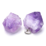 FASHEWELRY 20Pcs Natural Irregular Amethyst Rock Stone Pendants Healing Crystal Chakra Gemstone Charms for Jewelry Making Hole: 5x2.5mm 2-Purple Amethyst-Nugget