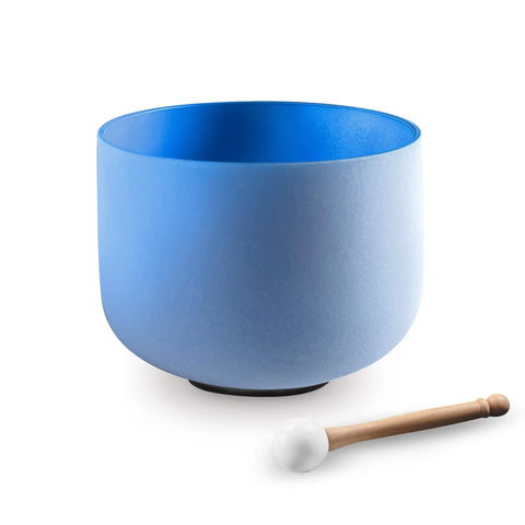 Kresec Blue 10 Inch Crystal Singing Bowl G Note (¡À40 cents) Throat Chakra with O-ring and Mallet for Meditation, Yoga, Spiritual and Body Healing and Energy Cleansing Blue G Note