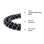 BEADNOVA Black Matte Onyx Beads Natural Crystal Beads Stone Gemstone Round Loose Energy Healing Beads with Free Crystal Stretch Cord for Jewelry Making (6mm, 62-64pcs) 6mm 13) Black Matte Onyx Beads