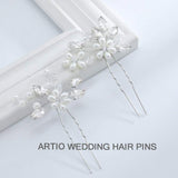 Jakawin Bride Wedding Pearl Hair Pins Bridal Hair Accessories Silver Hair Piece for Women and Girls HP065 (Silver)