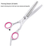 Freewindo Dog Grooming Scissors Kit with Safety Round Tip, Heavy Duty Stainless Steel Dog Scissors Set Include Straight Scissors, Curved Scissors, Thinning Shears and Comb for Dog Cat Hair Care