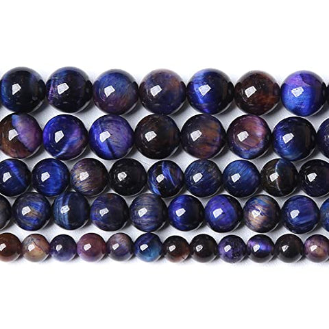 61pcs 6mm AAA Natural Tiger Eye Stone Beads Gemstone Round Spacer Loose Beads for Jewelry Making DIY Bracelet,Necklace, Earrings Crystal Healing Energy Beads Galaxy Tiger Eye Stone