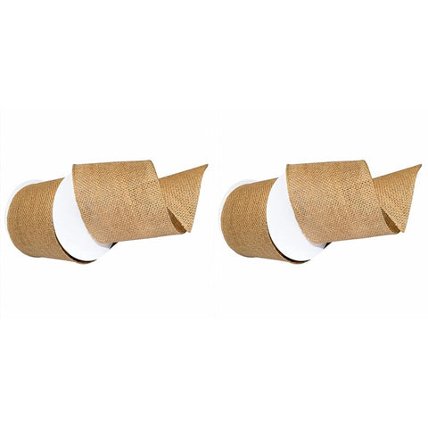 Morex Ribbon Burlap Wired Ribbon, 4" x 10 Yd, Natural (Pack of 2) 30 Foot (Pack of 2)
