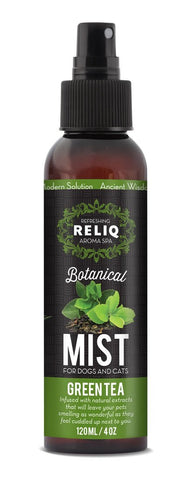 RELIQ Aroma SPA Green Tea Botanical Mist cologne for Dogs and Cats. Spray on the coat after bath to give your dog a clean & fresh smell. Infused with natural extracts, calming and comforting dog & cat