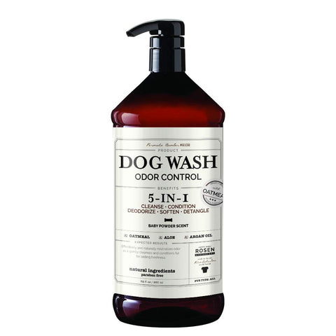 Rosen Apothecary Dog wash Odor Control 5-in-1, Cleanse, Condition, Deodorize, Soften and Detangle, Made in The U.S.A Large 1 Liter Size 32 oz.… Dog wash Odor Control 5-in-1 - Pack 1