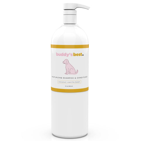 Buddy's Best Dog Shampoo for Smelly Dogs - Oatmeal Dog Shampoo and Conditioner for Dry and Sensitive Skin - Moisturizing Puppy Wash Shampoo, Coconut Vanilla Bean Scent, 32oz 32 Ounce