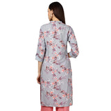 STOP by Shoppers Printed Rayon Mandarin Womens Knee Length Kurta (Beige