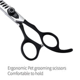 Fenice Peak 7.0'' Dog Chunker Scissors For Grooming 440C Stainless Steel Black Non-Slip Handle Sharp Blades Professional Pet Trimming Scissors for Cats Thinning Rate 75% Chunker Shear 7.0''