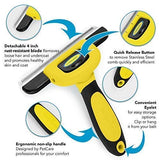 DakPets Pet Grooming Brush Effectively Reduces Shedding by up to 95% Professional Deshedding Tool for Dogs and Cats, Yellow