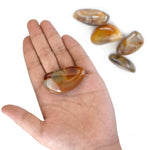 H H&J HUAJIAN Natural Agate Palm Stone Crystal Natural Banded High Polished Healing Crystals for Calming The Mind and Relieving Anxiety