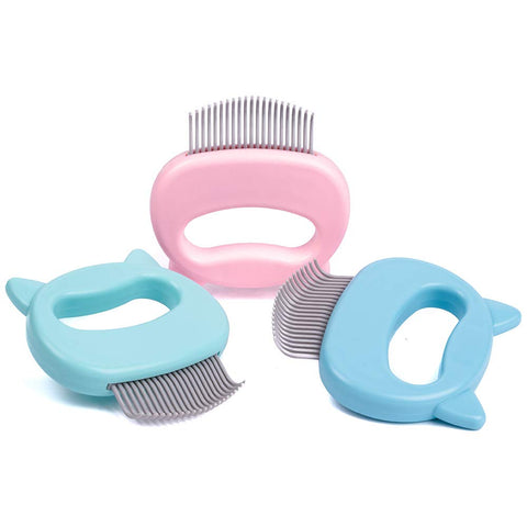 Leo's Paw The Original Pet Hair Removal Massaging Shell Comb Soft Deshedding Brush Grooming and Shedding Matted Fur Remover Dematting tool for Long and Short Hair Cat Dog Puppy Bunny (3-Pack Mint, Blue, Pink) 3-Pack (Mint Blue Pink)