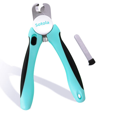 Sotola Dog Nail Clippers and Trimmers-with Safety Guard to Avoid Over Cutting Nails, Razor Sharp Blade, Free Nail File, Professional Grooming Tool for Pets, Indigo
