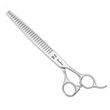 Recubay Dog Cat Scissors for Grooming, Pet Shears for Thick Coats and Matted Hair, Thinner Curved Straight Chunker Stainless Steel Shears 8" Chunker Silver