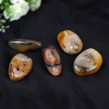 H H&J HUAJIAN Natural Agate Palm Stone Crystal Natural Banded High Polished Healing Crystals for Calming The Mind and Relieving Anxiety