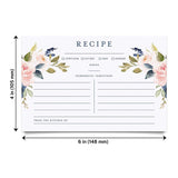 Bliss Collections Recipe Cards, Navy Floral, Double-Sided Cards for Family Recipes, Wedding Showers, Bridal Showers, Baby Showers and Housewarming Gifts, 4"x6" (50 Cards)