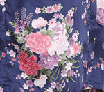 Women's Floral Bride Bridesmaids Robe Satin Wedding Kimono Bridal Dressing Gown Sleepwear Small-Medium Navy