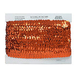 Trims by The Yard 2-Row Metallic Stretch Sequin Trim, 7/8-Inch Versatile Sequins for Crafts, Washable Sequins Trim for Sewing, 20-Yard Cut | Orange