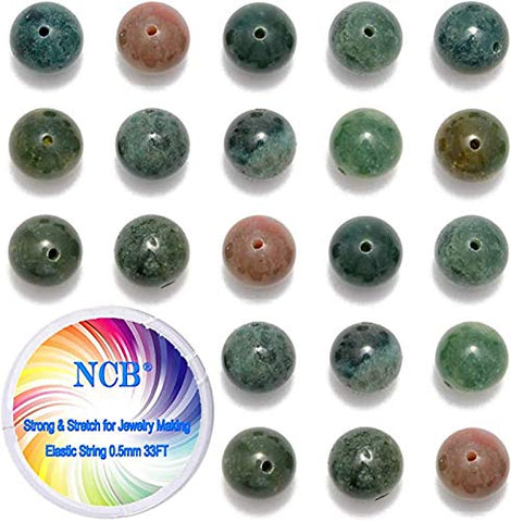 200PCS 8mm Indian Agate Round Loose Beads Natural Crystal Healing Energy Gemstone Beads with Healing Power for Bracelet Necklace Jewelry Making DIY Handmade Craft Supplies (Indian Agate, 8mm 200Beads)