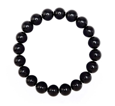 Adabele Natural Gemstone Bracelet 7.5 inch Stretchy Chakra Gems Stones 8mm (0.31") Beads Healing Crystal Quartz Women Men Girls Gifts (Unisex) Black Agate 8.5 Inches