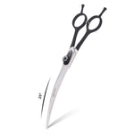 LONGMON Dog Grooming Scissors 440c Stainless Steel Curved Scissors With Durable Professional Curved Shears For Dogs and Cats Black Curved 8inch