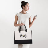 Lamyba Bride Bag with Makeup Bag and Reinforced Bottom, Bride Gifts/Bridal Shower Gifts for Bride, Black and White